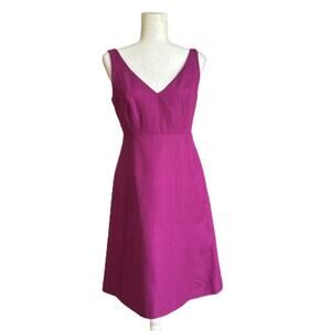 J.Crew Dress Purple Magenta Sleeveless V-Neck V-Back Cotton Summer Dress Size 6P